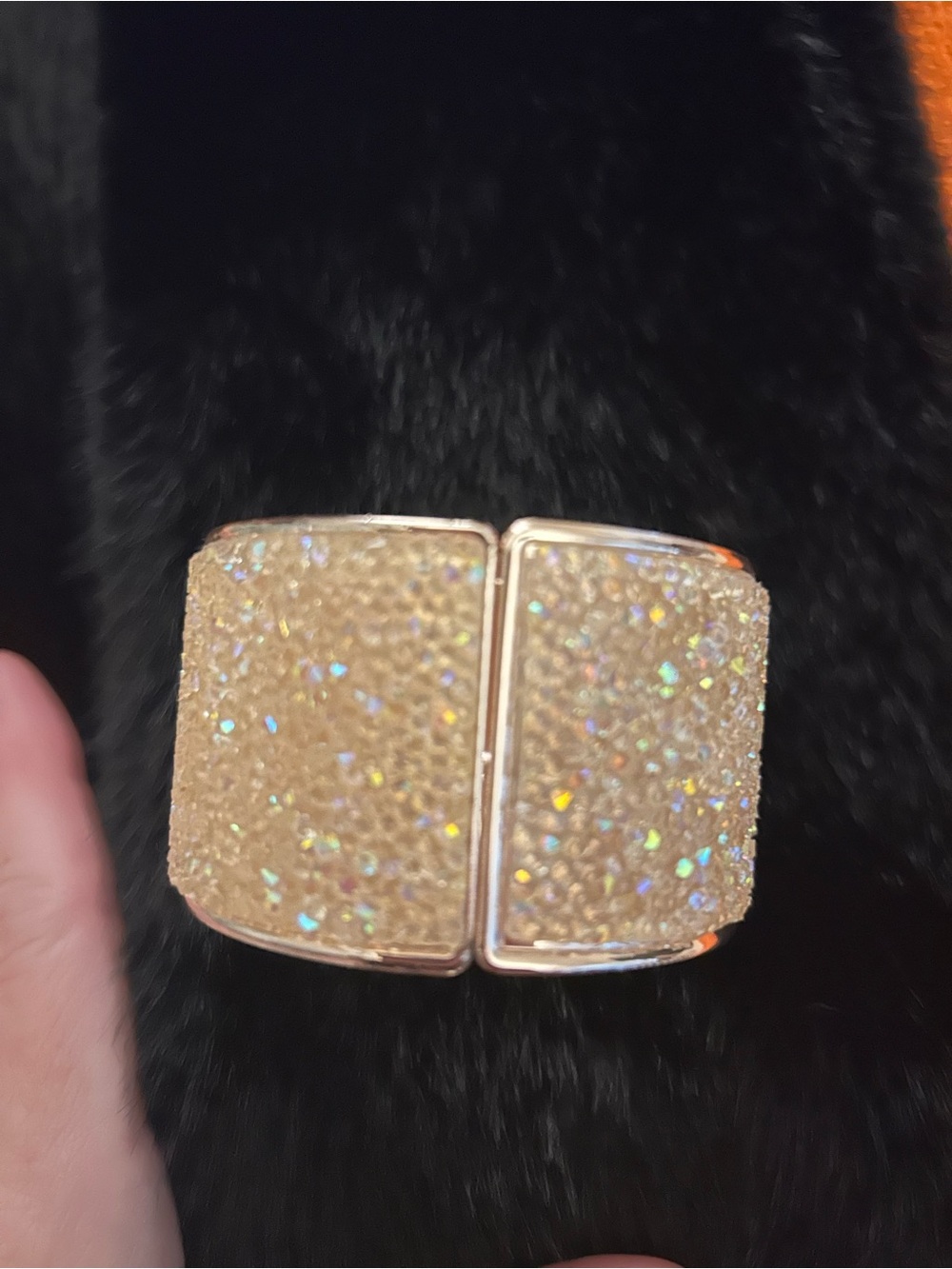 Gold Sparkle Wide Cuff Bracelet - Elegant Women's Jewelry